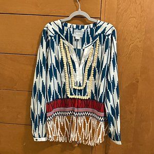 Anthropologie (Maeve) Crochet Trim Ikat Shirt